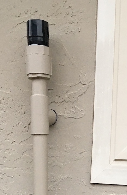 air gap device in laundry outflow line, installed outdoors