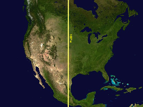 The 100th meridian marks the line in North America between the dry western part of the continent and the wetter eastern part